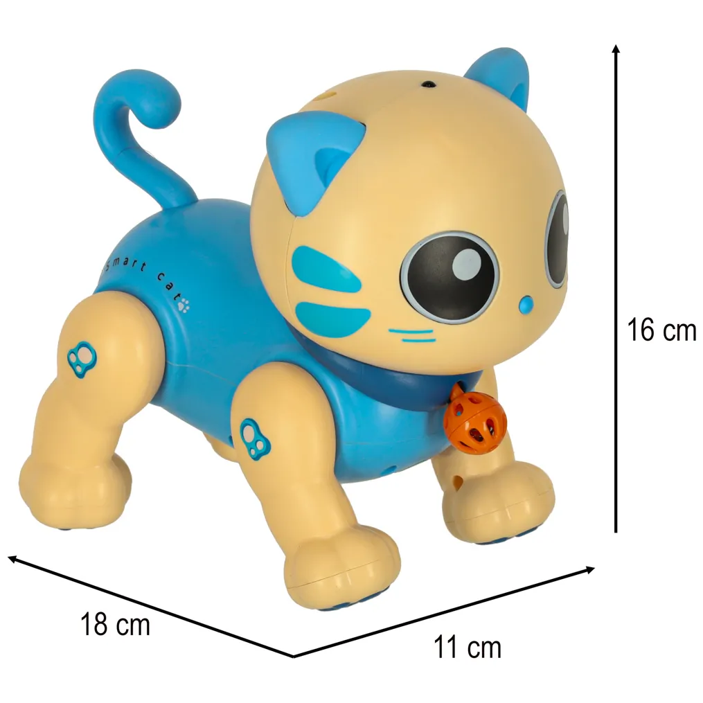 Kot kotek interaktywny zdalnie sterowany na pilota RC robot skacze niebieski - obrazek 5