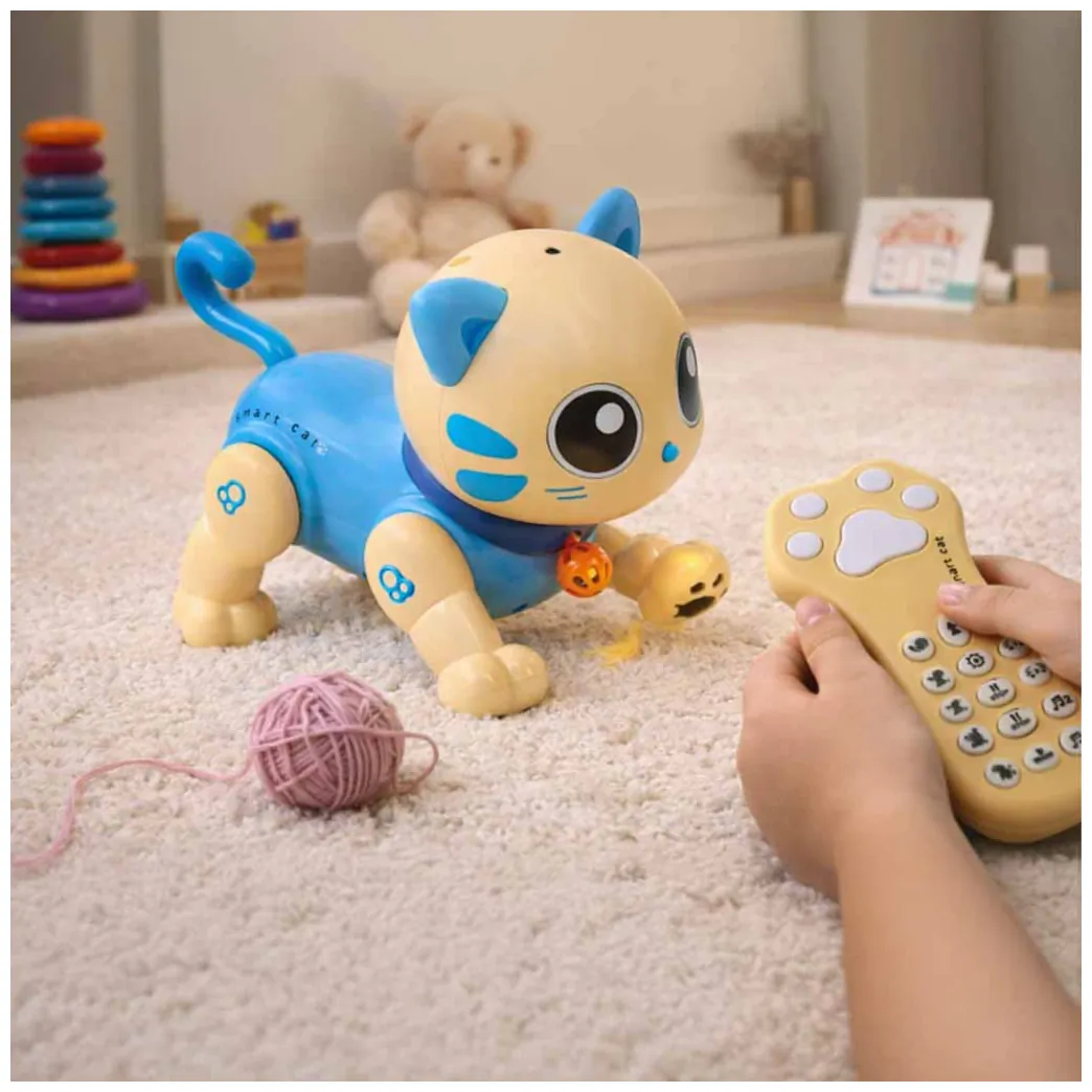 Kot kotek interaktywny zdalnie sterowany na pilota RC robot skacze niebieski - obrazek 7