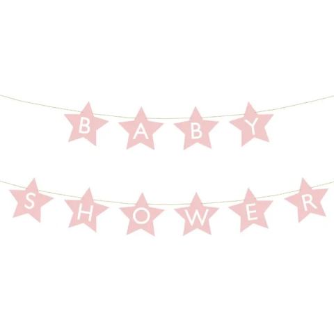 Baner napis na baby shower gwiazdki jasnoróżowe 290cm x 16