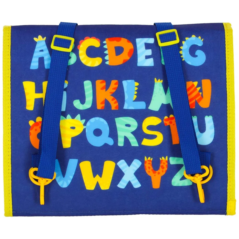 Tablica manipulacyjna sensoryczna montessori walizka plecak niebieski - obrazek 2