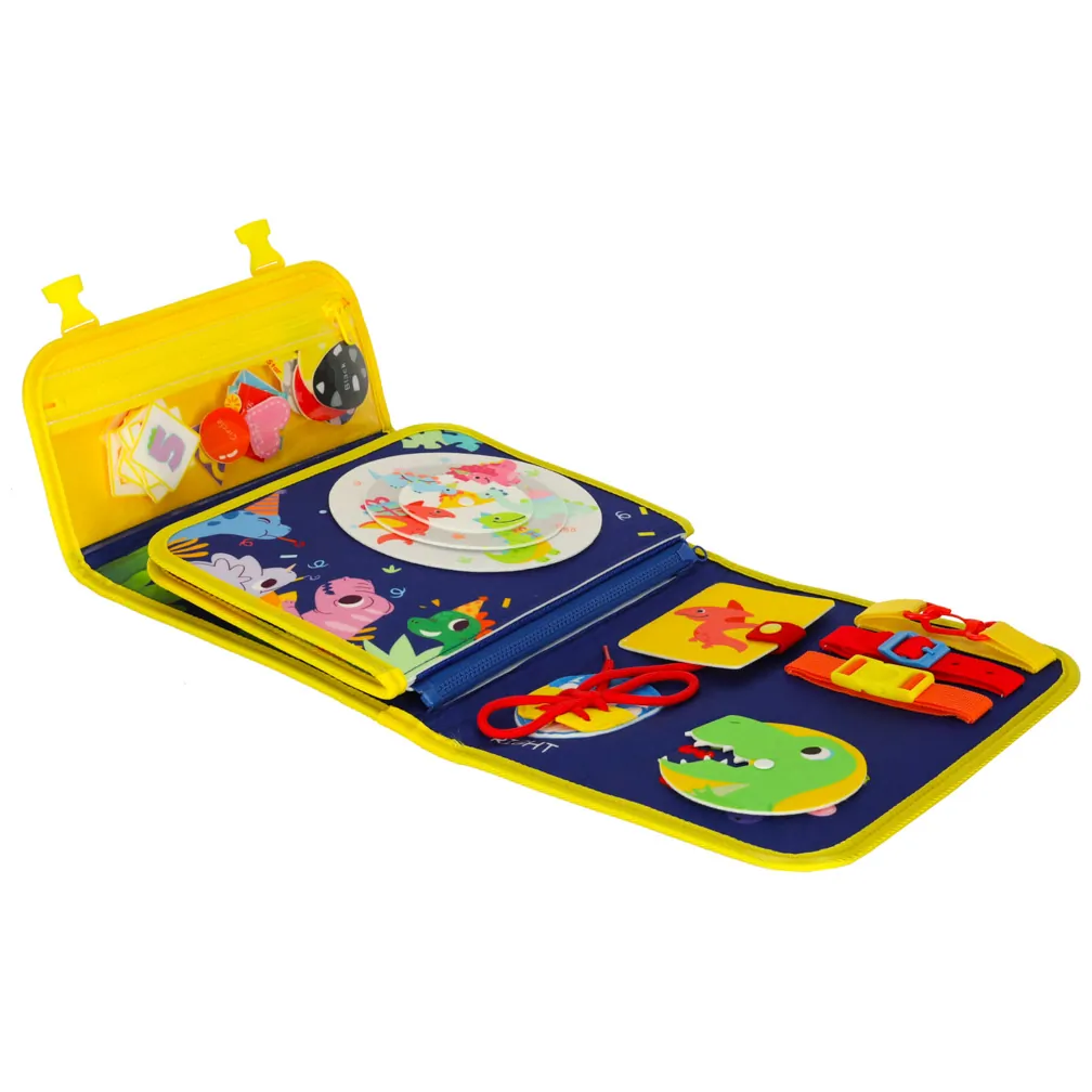 Tablica manipulacyjna sensoryczna montessori walizka plecak niebieski - obrazek 4