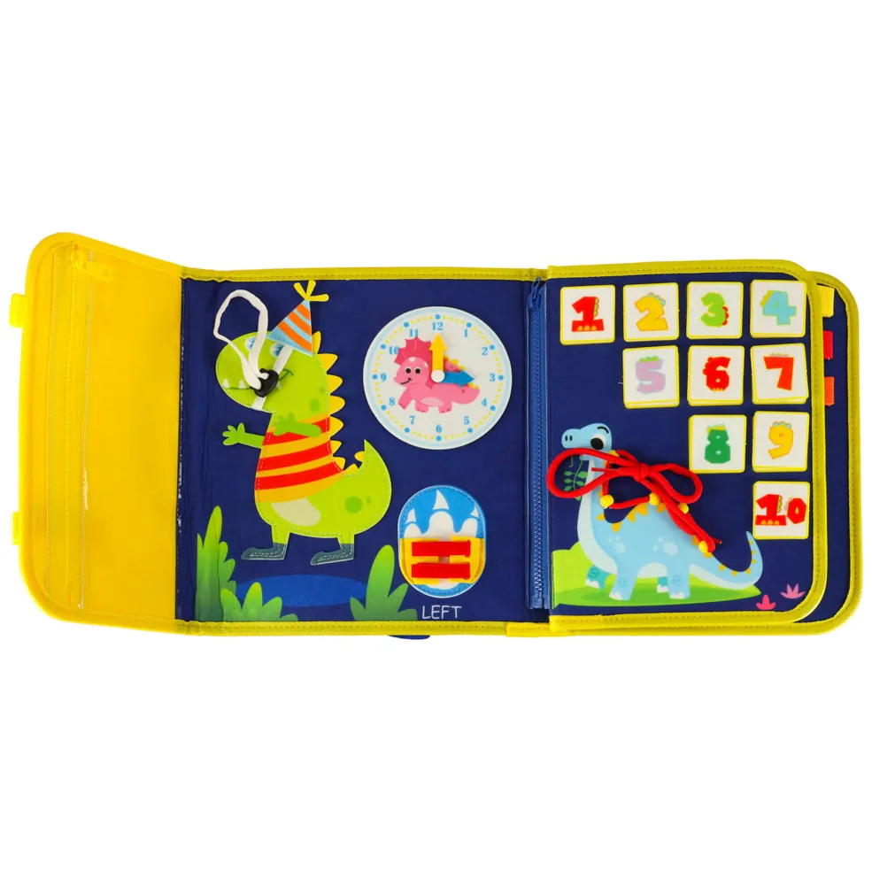 Tablica manipulacyjna sensoryczna montessori walizka plecak niebieski - obrazek 7