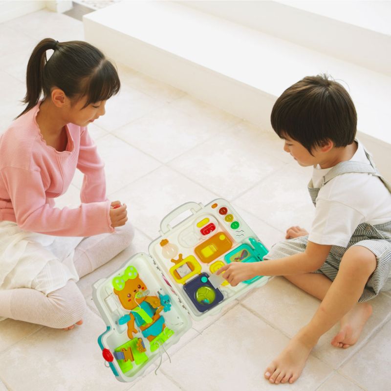 Tablica manipulacyjna sensoryczna montessori walizka pokrętła miś XXL światło dźwięk - obrazek 13