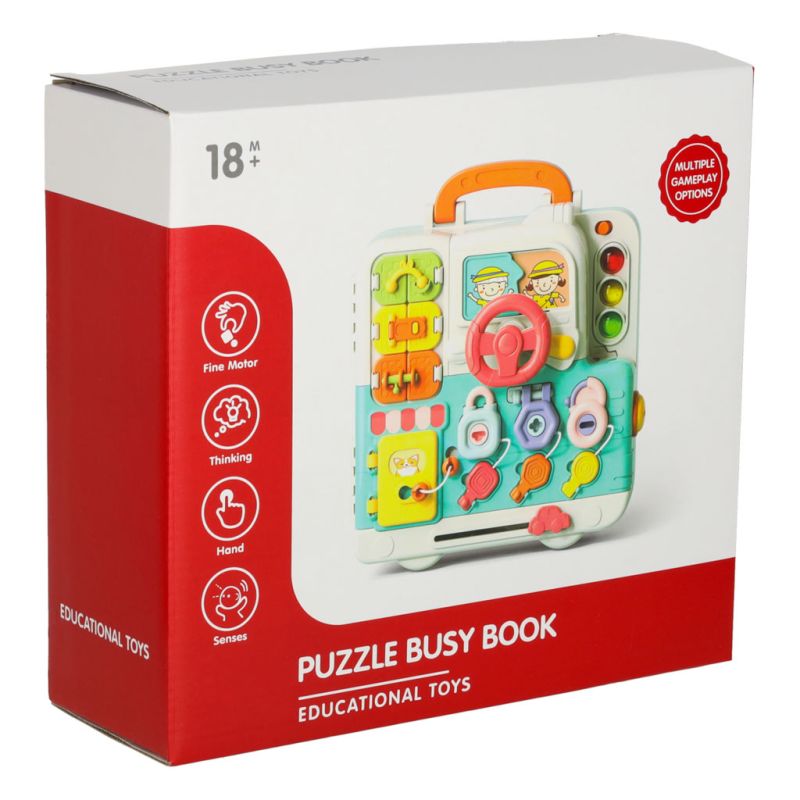 Tablica manipulacyjna sensoryczna montessori walizka pokrętła miś XXL światło dźwięk - obrazek 15