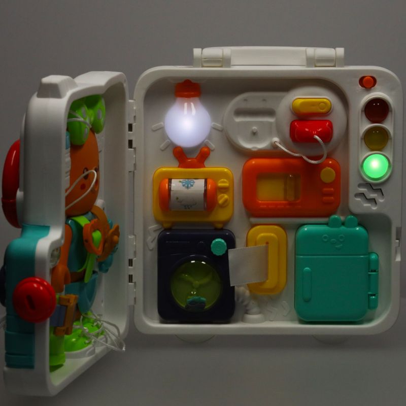 Tablica manipulacyjna sensoryczna montessori walizka pokrętła miś XXL światło dźwięk - obrazek 7