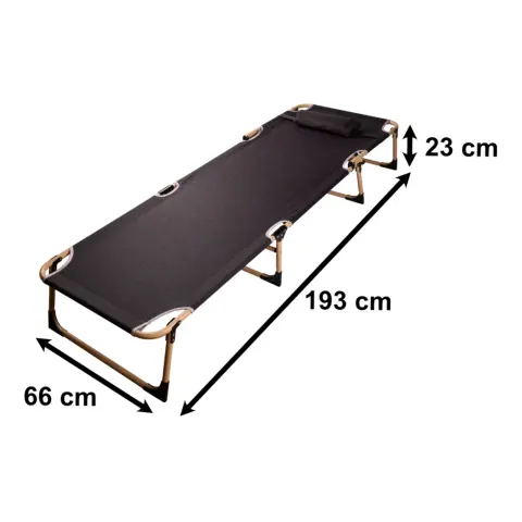 Łóżko polowe LUARO składane turystyczne kanadyjka leżanka z regulacją 193 cm szare