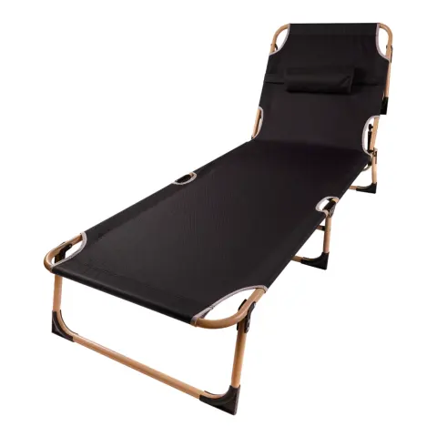 Łóżko polowe LUARO składane turystyczne kanadyjka leżanka z regulacją 193 cm szare