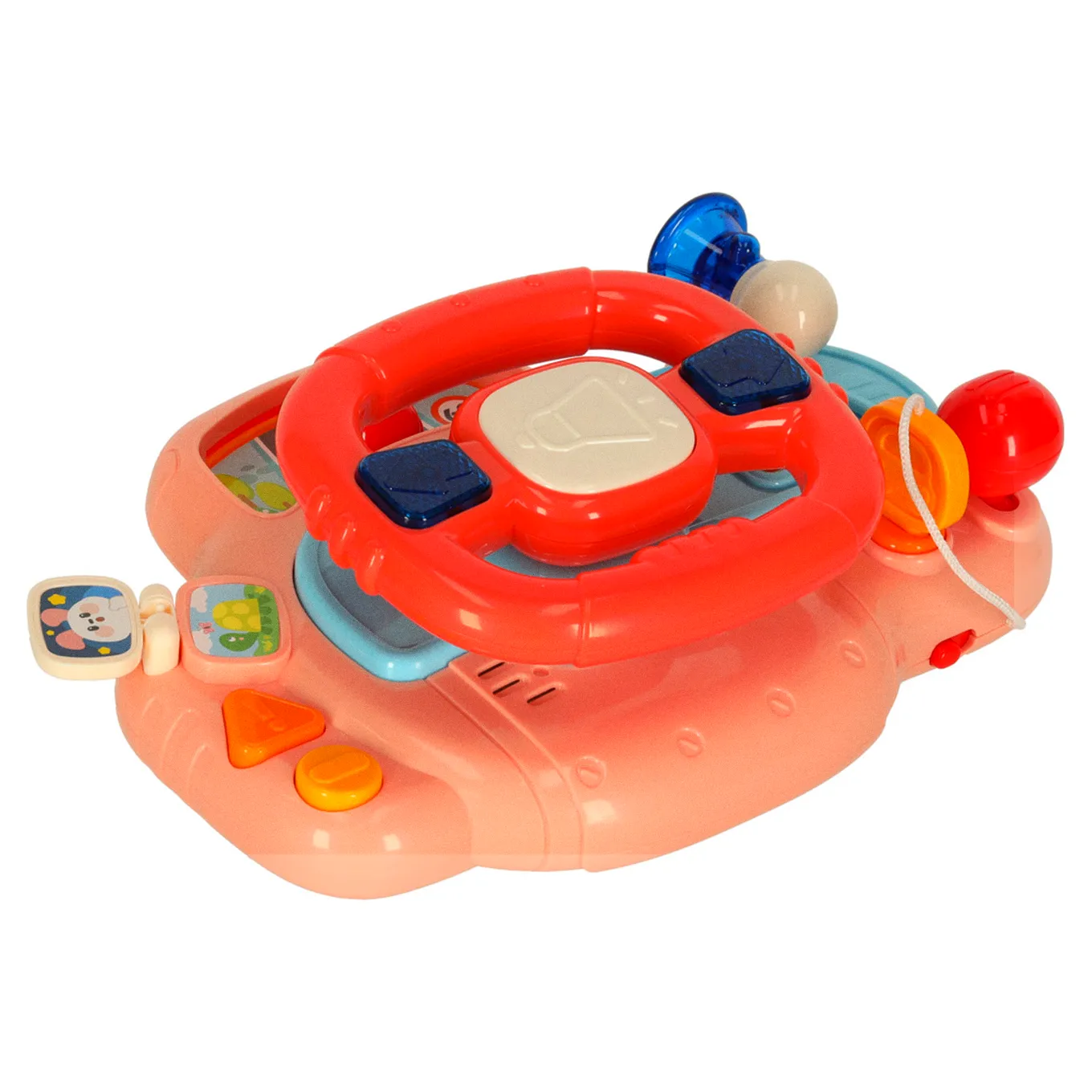 Zabawka interaktywna kierownica dla dzieci dziecka malucha do wózka symulator muzyka dźwięki różowa