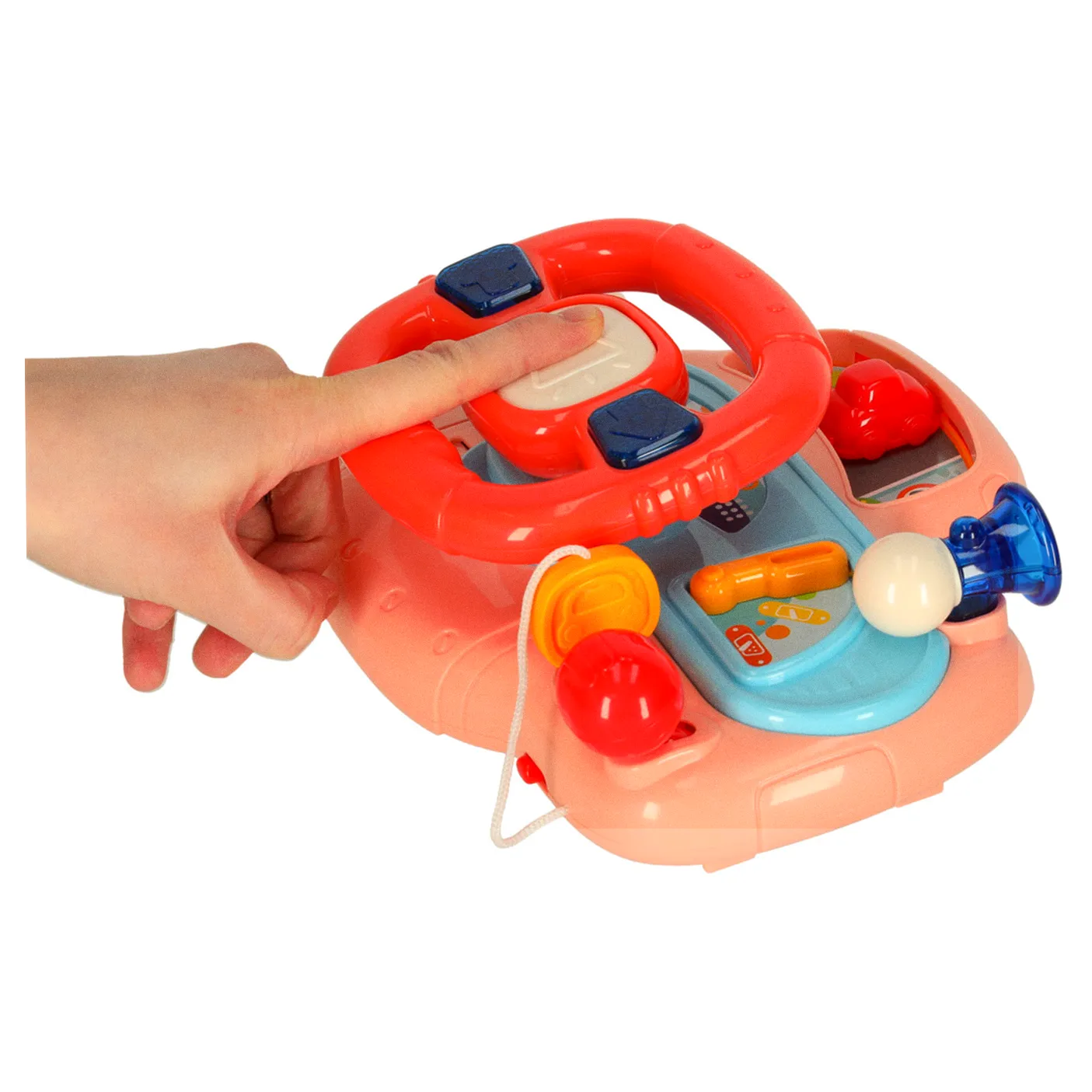 Zabawka interaktywna kierownica dla dzieci dziecka malucha do wózka symulator muzyka dźwięki różowa - obrazek 6