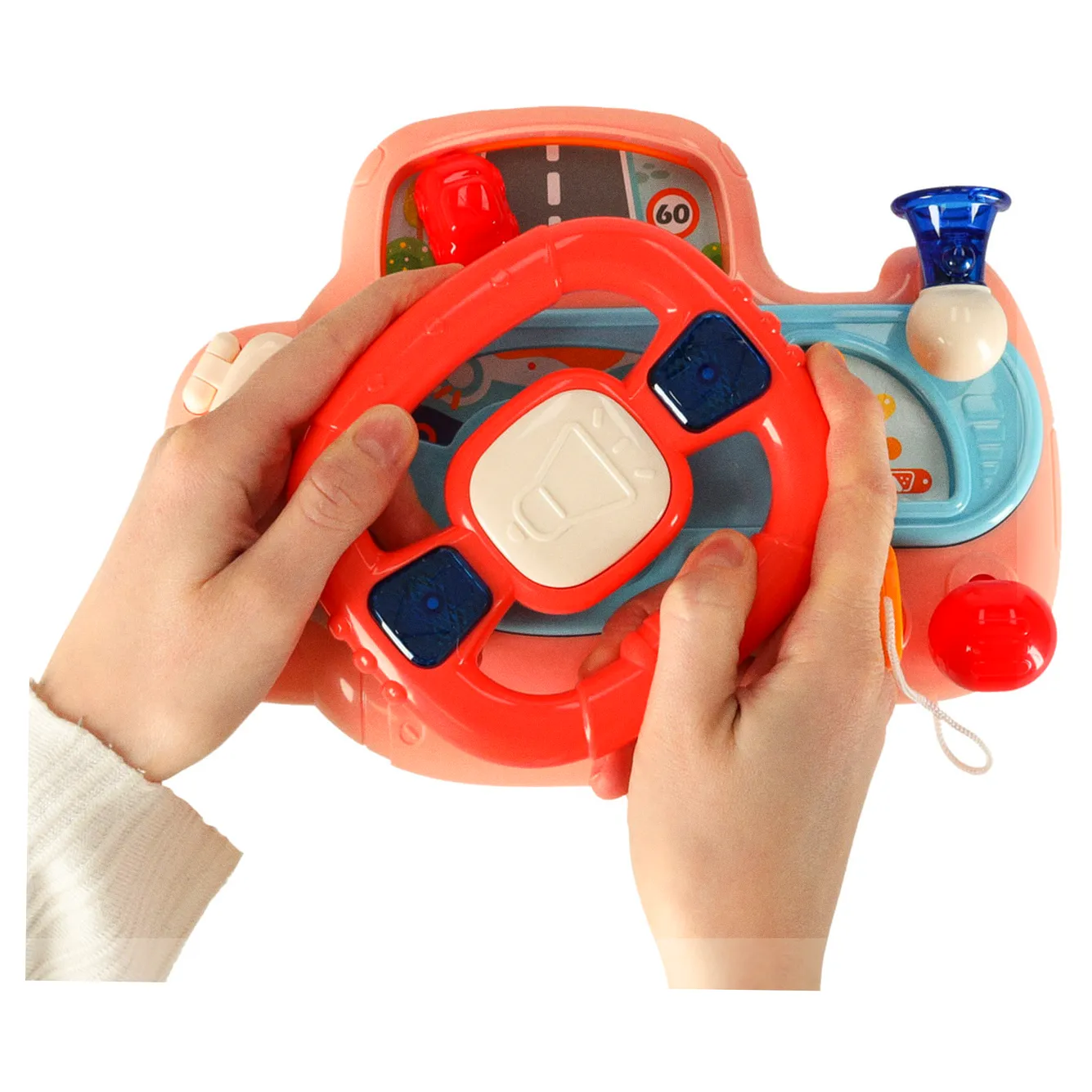 Zabawka interaktywna kierownica dla dzieci dziecka malucha do wózka symulator muzyka dźwięki różowa - obrazek 7