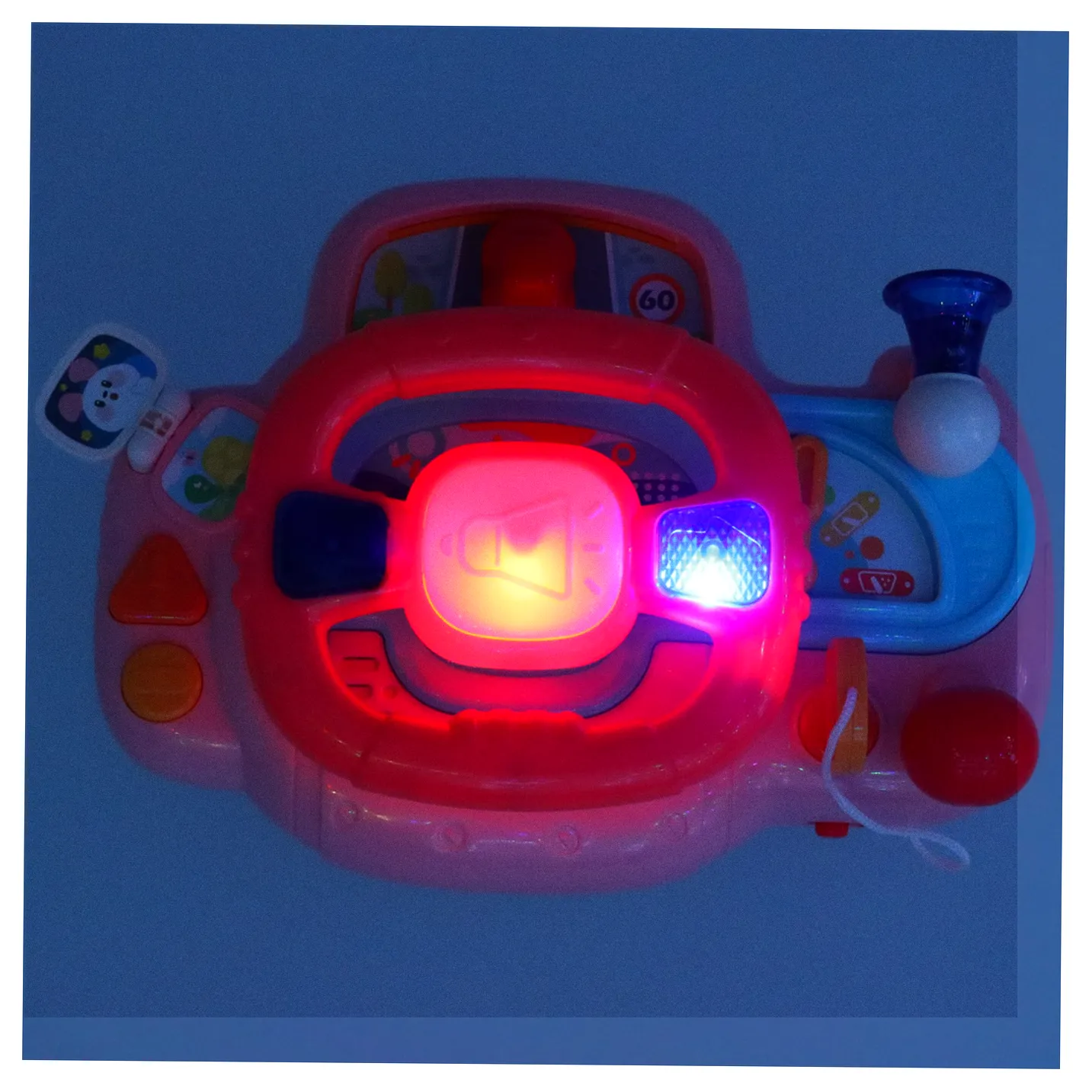 Zabawka interaktywna kierownica dla dzieci dziecka malucha do wózka symulator muzyka dźwięki różowa - obrazek 8