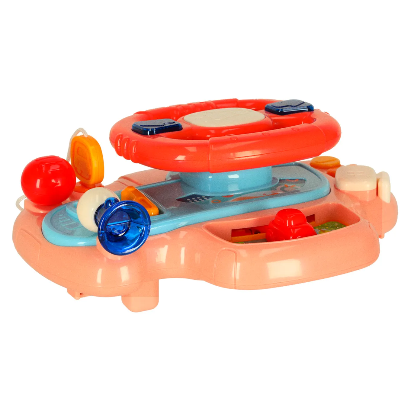 Zabawka interaktywna kierownica dla dzieci dziecka malucha do wózka symulator muzyka dźwięki różowa - obrazek 9