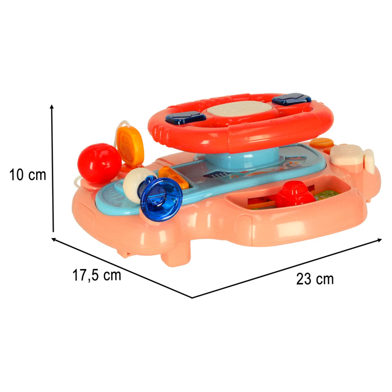 Zabawka interaktywna kierownica dla dzieci dziecka malucha do wózka symulator muzyka dźwięki różowa - obrazek 10