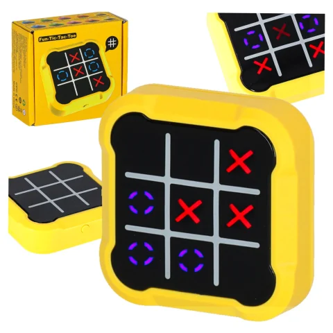 Kółko krzyżyk gra elektroniczna logiczna tic tac toe konsola przenośna żółta