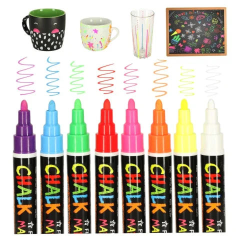 Markery kredowe pisaki do szyb tablic potykaczy cenówek zmywalne 8szt