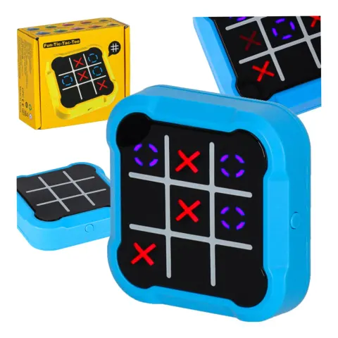 Kółko krzyżyk gra elektroniczna logiczna tic tac toe konsola przenośna niebieska