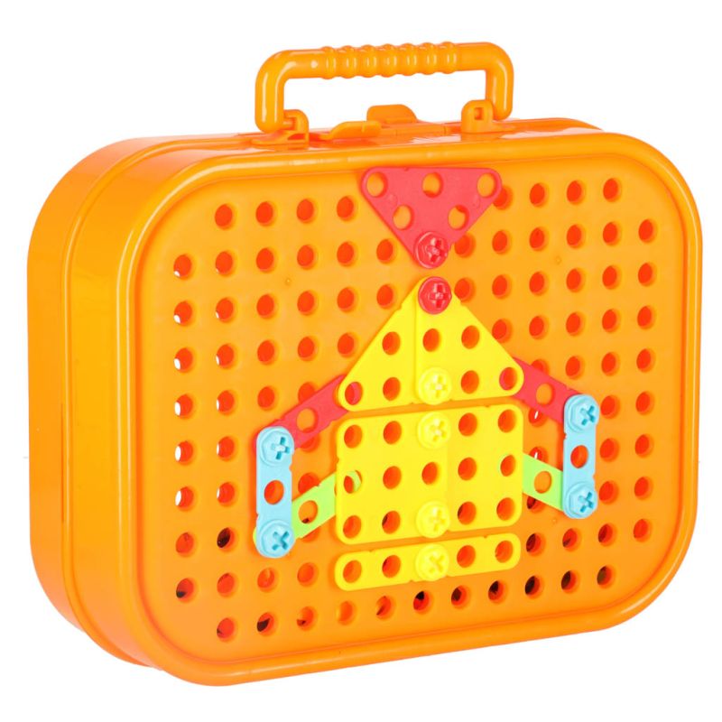 Klocki konstrukcyjne układanka w walizce kreatywna mozaika + wkrętarka kosmos - obrazek 3