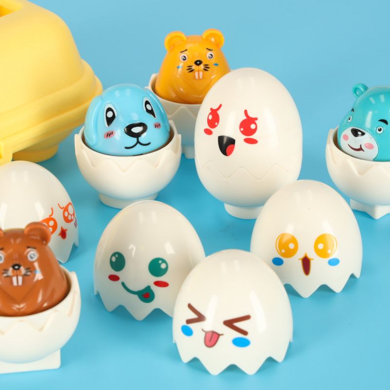 Układanka edukacyjna sorter dopasuj kształty jajka montessori zwierzątka 6 szt - obrazek 11