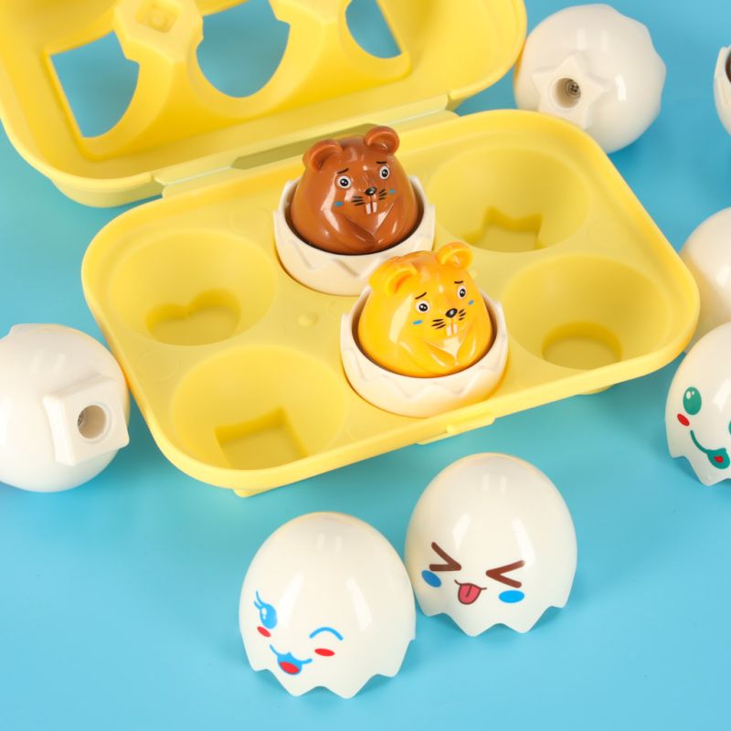 Układanka edukacyjna sorter dopasuj kształty jajka montessori zwierzątka 6 szt - obrazek 12