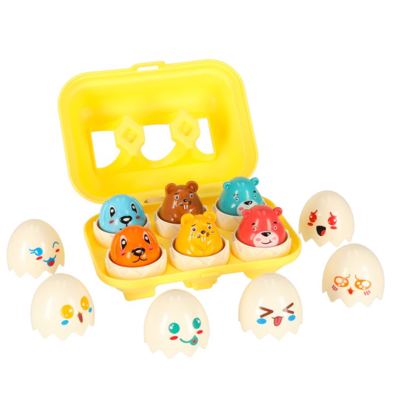 Układanka edukacyjna sorter dopasuj kształty jajka montessori zwierzątka 6 szt - obrazek 4