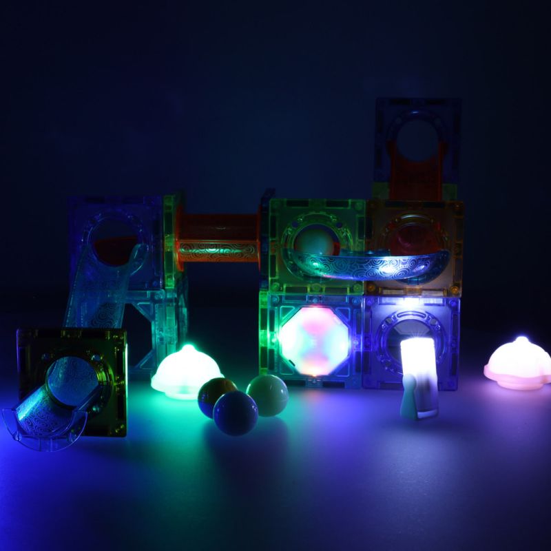 Klocki magnetyczne konstrukcyjne marble tor kulkowy świecący 49 elementów - obrazek 6