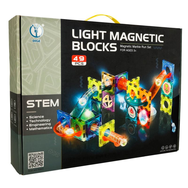 Klocki magnetyczne konstrukcyjne marble tor kulkowy świecący 49 elementów - obrazek 9