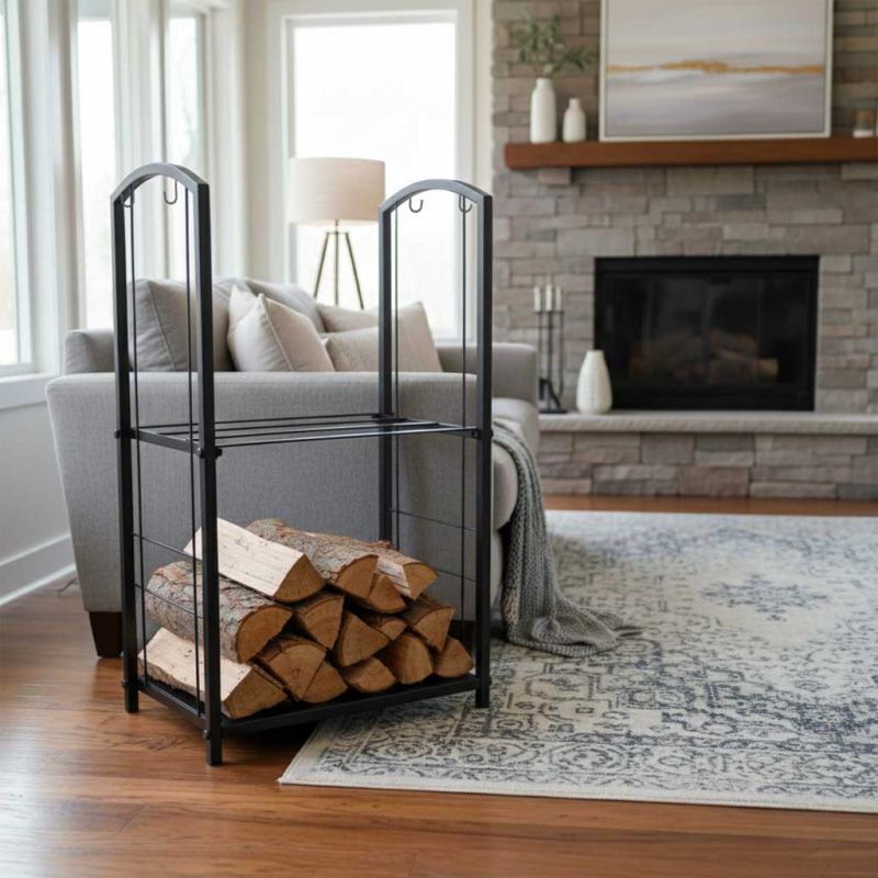 Stojak na drewno kominkowe regał metalowy akcesoria do kominka - obrazek 15