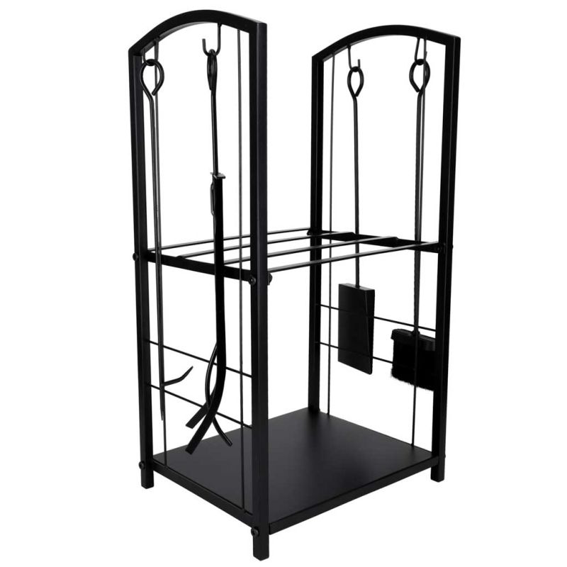 Stojak na drewno kominkowe regał metalowy akcesoria do kominka - obrazek 3