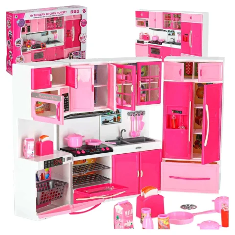Mebelki dla lalek kuchnia 4 segmenty dźwięki LED 48cm