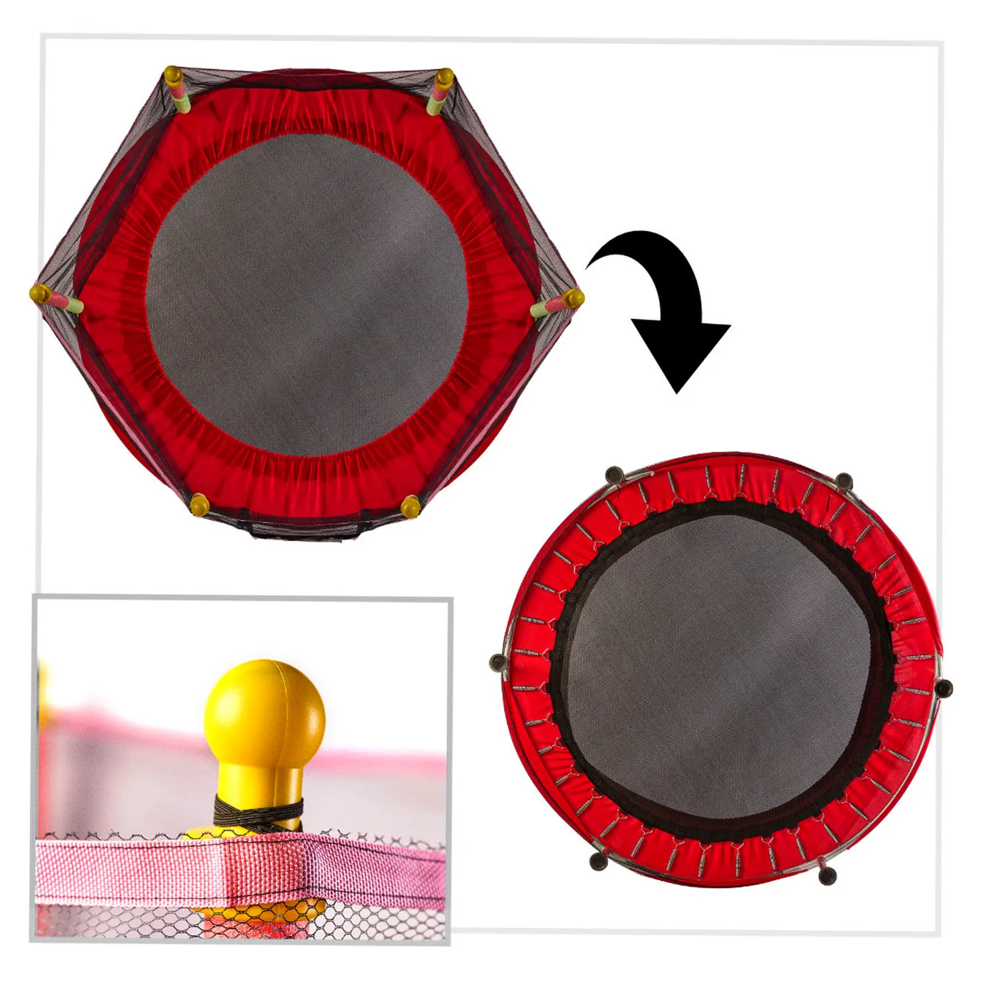 Trampolina do domu ogrodu dla dzieci siatka piłki 140cm 55inch czerwona