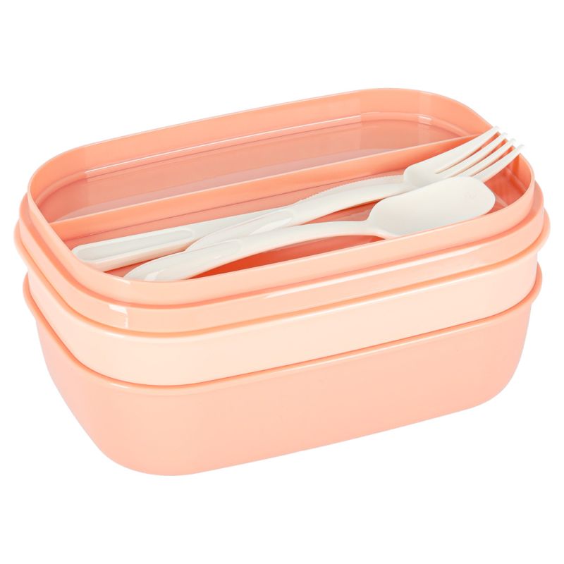 Lunch box śniadaniówka pudełko śniadaniowe z przegródkami dzielone 1900ml pomarańczowe - obrazek 3