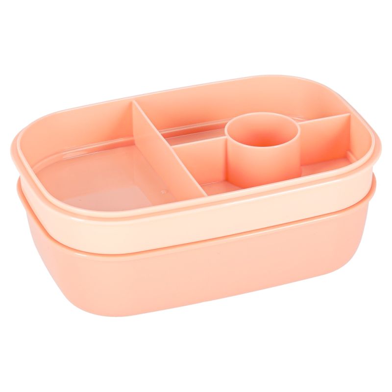 Lunch box śniadaniówka pudełko śniadaniowe z przegródkami dzielone 1900ml pomarańczowe - obrazek 4