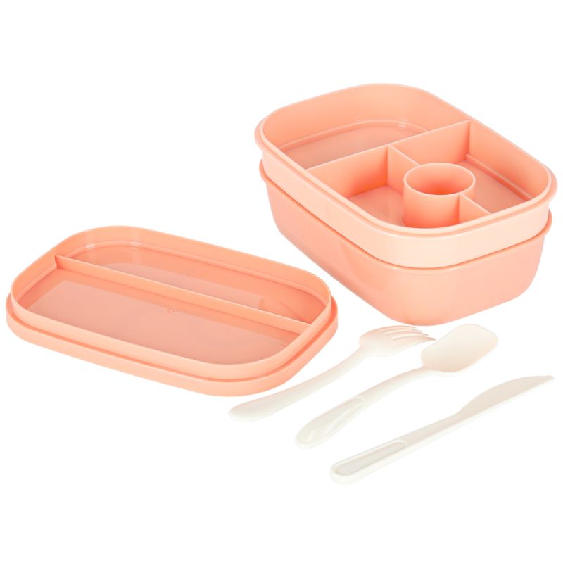 Lunch box śniadaniówka pudełko śniadaniowe z przegródkami dzielone 1900ml pomarańczowe - obrazek 5