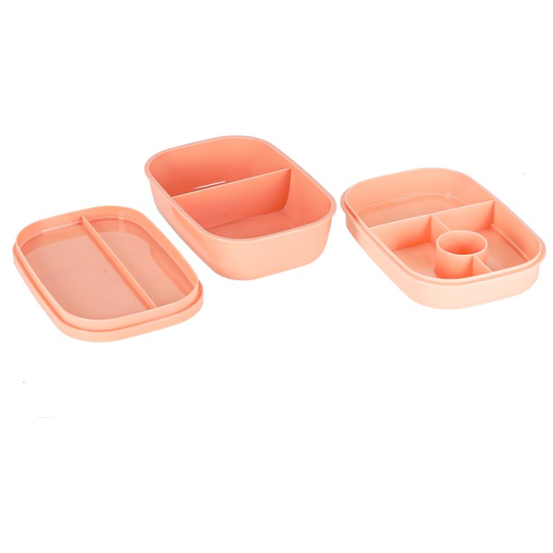 Lunch box śniadaniówka pudełko śniadaniowe z przegródkami dzielone 1900ml pomarańczowe - obrazek 6