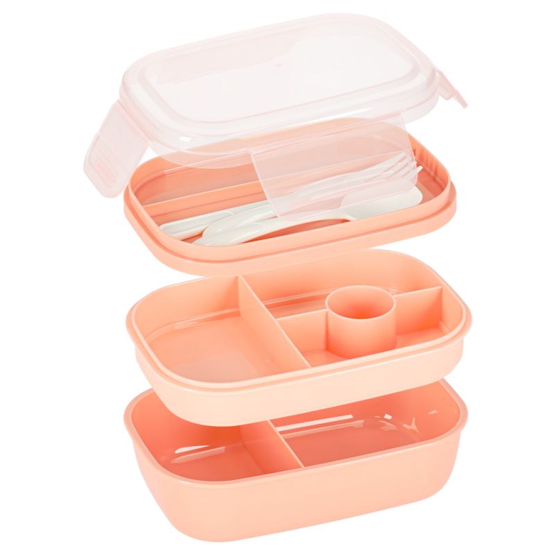Lunch box śniadaniówka pudełko śniadaniowe z przegródkami dzielone 1900ml pomarańczowe - obrazek 8