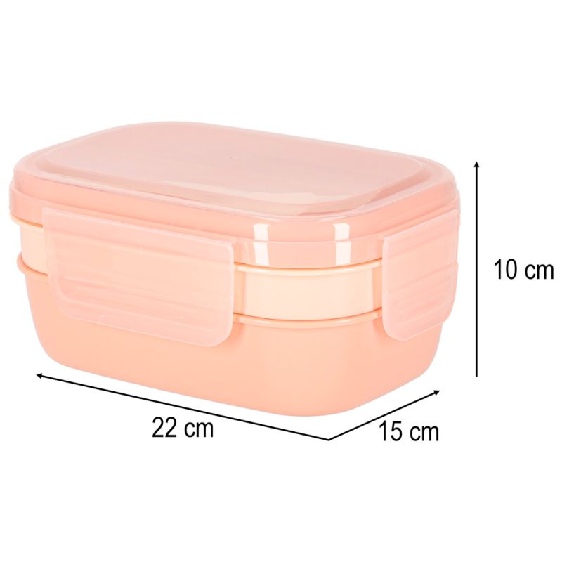 Lunch box śniadaniówka pudełko śniadaniowe z przegródkami dzielone 1900ml pomarańczowe - obrazek 9