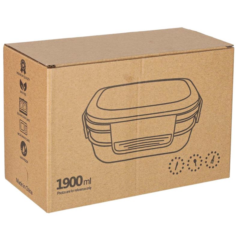 Lunch box śniadaniówka pudełko śniadaniowe z przegródkami dzielone 1900ml pomarańczowe - obrazek 10