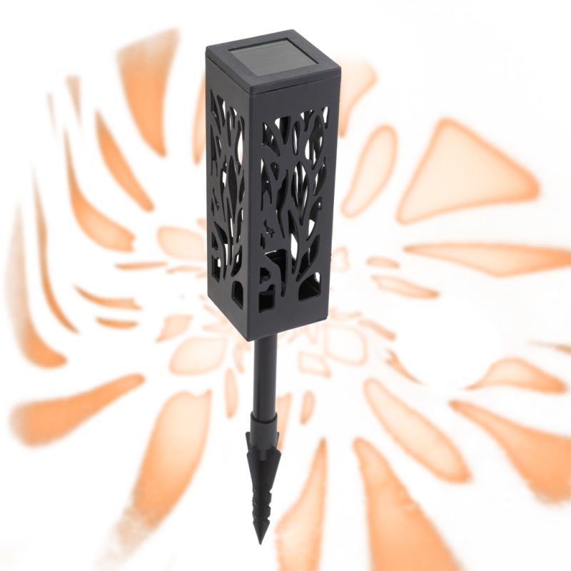 Lampa solarna ogrodowa ażurowa latarenka lamion LED czujnik zmierzchu wbijana 4szt. - obrazek 5