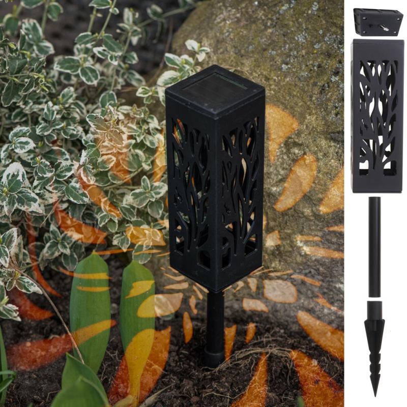 Lampa solarna ogrodowa ażurowa latarenka lamion LED czujnik zmierzchu wbijana 4szt. - obrazek 6