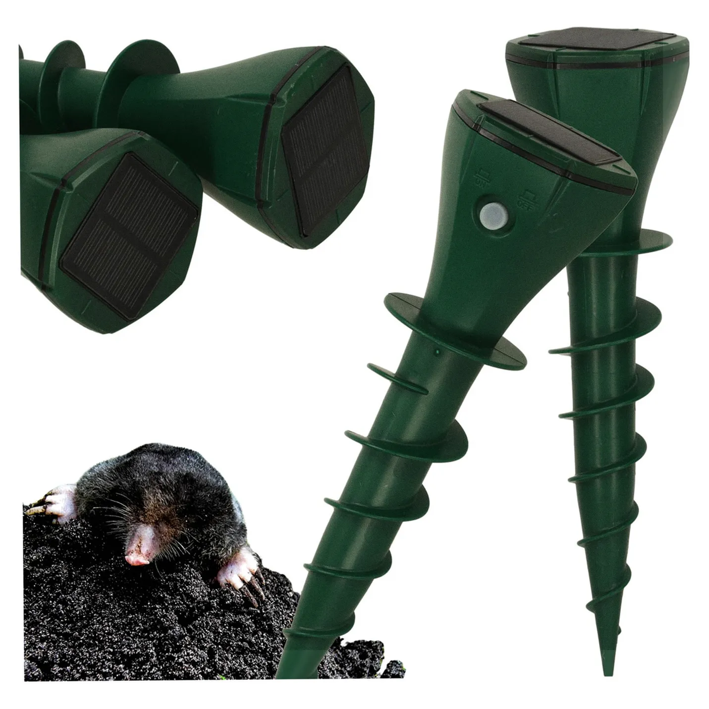 Odstraszacz solarny na krety nornice węże przeciwko kretom gryzoniom 2 szt.