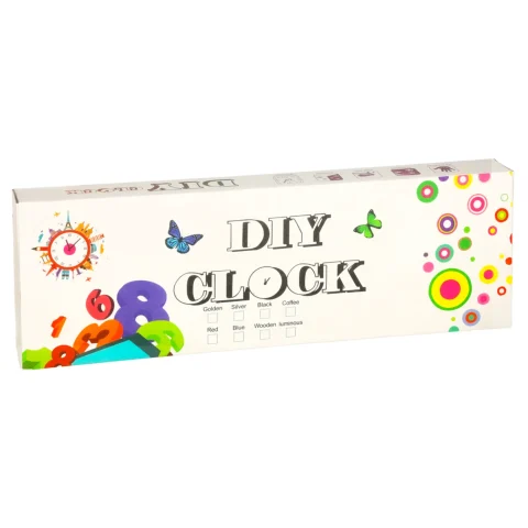 Zegar ścienny naklejany DIY regulowany 80-90 cm złote wskazówki kolorowy 4 cyfry