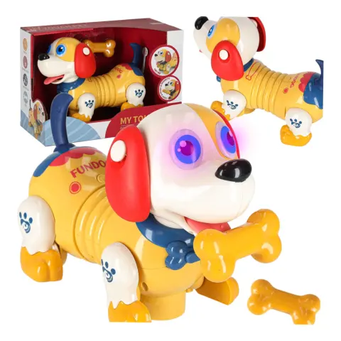 Pies piesek interaktywny z kością robot reaguje na dotyk