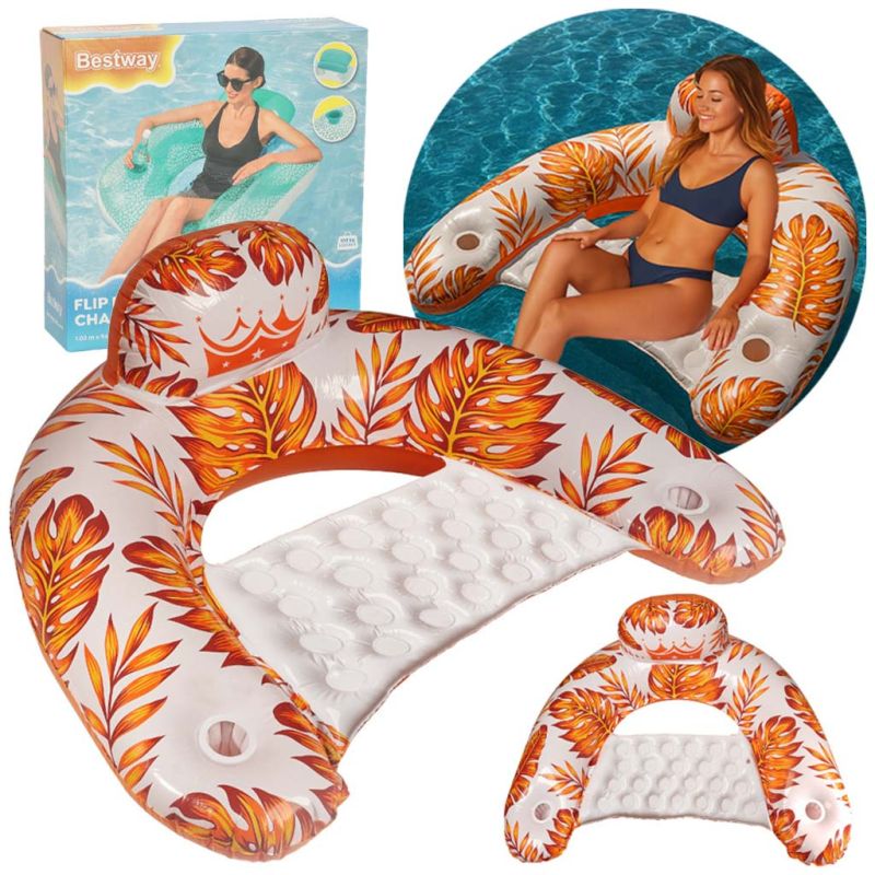 Krzesło do pływania fotel leżak hamak wodny pomarańczowy - obrazek 6