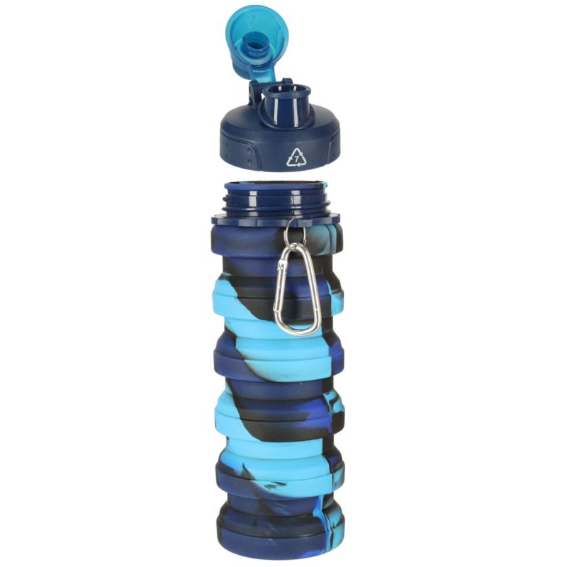 Butelka na wodę bidon silikonowy składany z uchwytem BPA FREE 500ml niebieski - obrazek 12