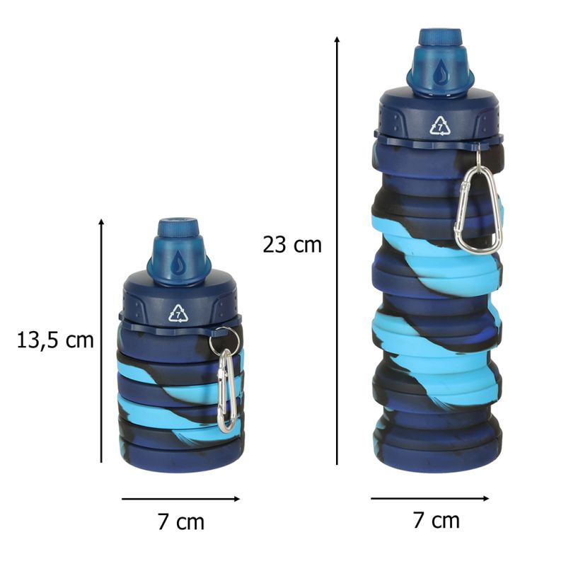 Butelka na wodę bidon silikonowy składany z uchwytem BPA FREE 500ml niebieski - obrazek 15