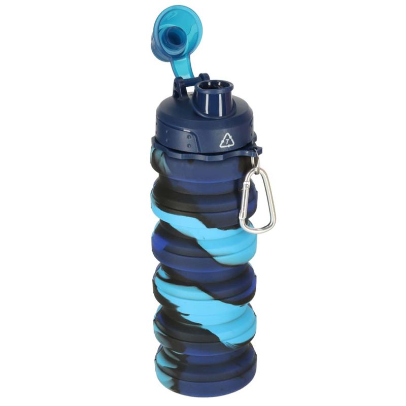 Butelka na wodę bidon silikonowy składany z uchwytem BPA FREE 500ml niebieski - obrazek 6