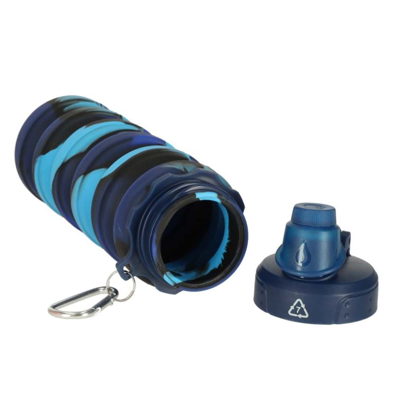 Butelka na wodę bidon silikonowy składany z uchwytem BPA FREE 500ml niebieski - obrazek 8