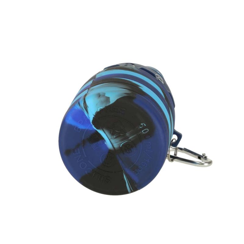 Butelka na wodę bidon silikonowy składany z uchwytem BPA FREE 500ml niebieski - obrazek 9