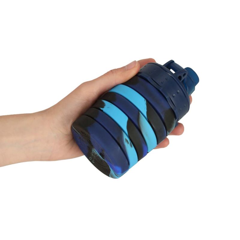 Butelka na wodę bidon silikonowy składany z uchwytem BPA FREE 500ml niebieski - obrazek 10