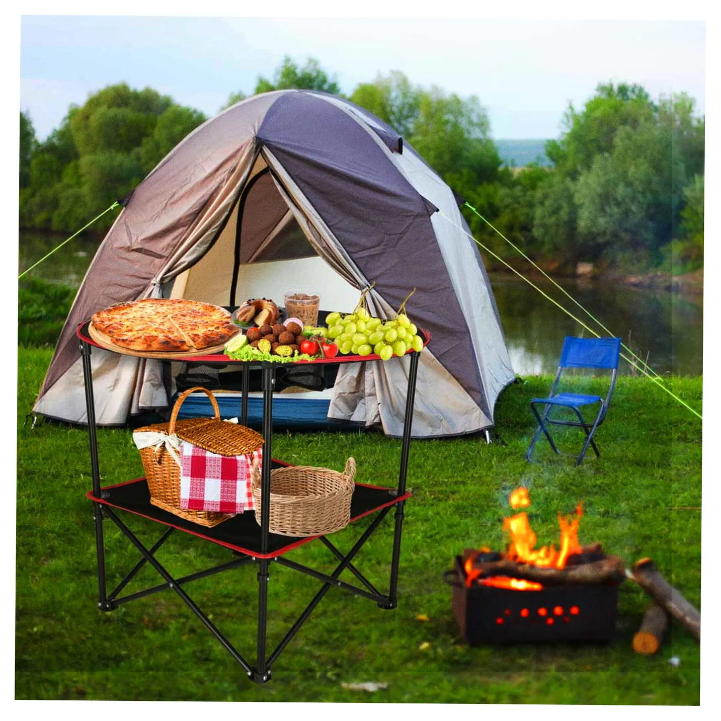 Stolik stół turystyczny składany przenośny kempingowy z pokrowcem 72 cm x 72 cm - obrazek 9